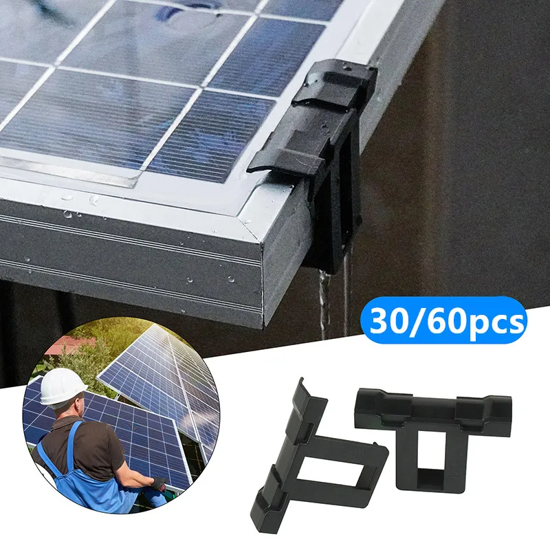 30/60 Pz Pannelli Solari Fotovoltaici Acqua Drenata Via Clip Pannello Solare Telaio Spessore 30/35/40Mm Rimozione Automatica Polvere D'Acqua Piovana A