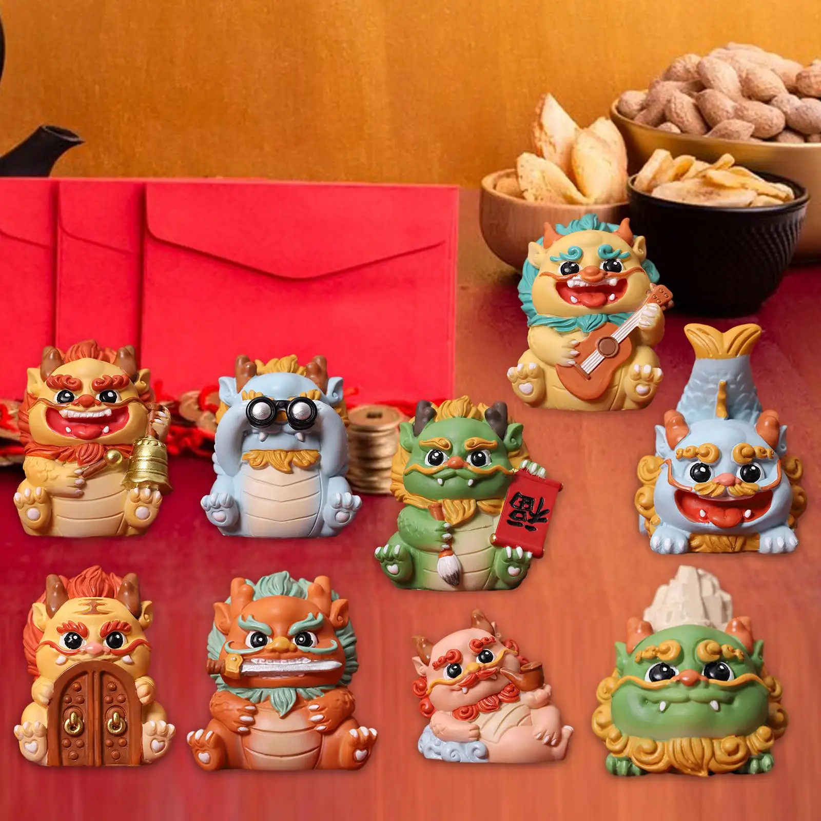 

Mini Dragon Statue Souvenir Gift Cartoon Table Centerpiece Cute Animal Sculpture for Bookshelf Cabinet Fireplace Office Bedroom