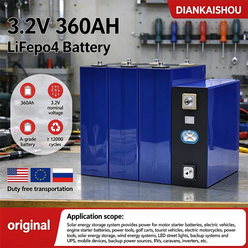 Nouvelle batterie LiFePO4 de qualité A, 12000 cycles, 360Ah, cellule au phosphate de fer et de lithium 3,2V, pour bricolage, 12V, 48V, camping-car, marine, voiturette de golf, énergie domestique 1 Nouvelle batterie LiFePO4 de qualité A, 12000 cycles, 360Ah, cellule au phosphate de fer et de lithium 3,2V, pour bricolage, 12V, 48V, camping-car, marine, voiturette de golf, énergie domestique 1