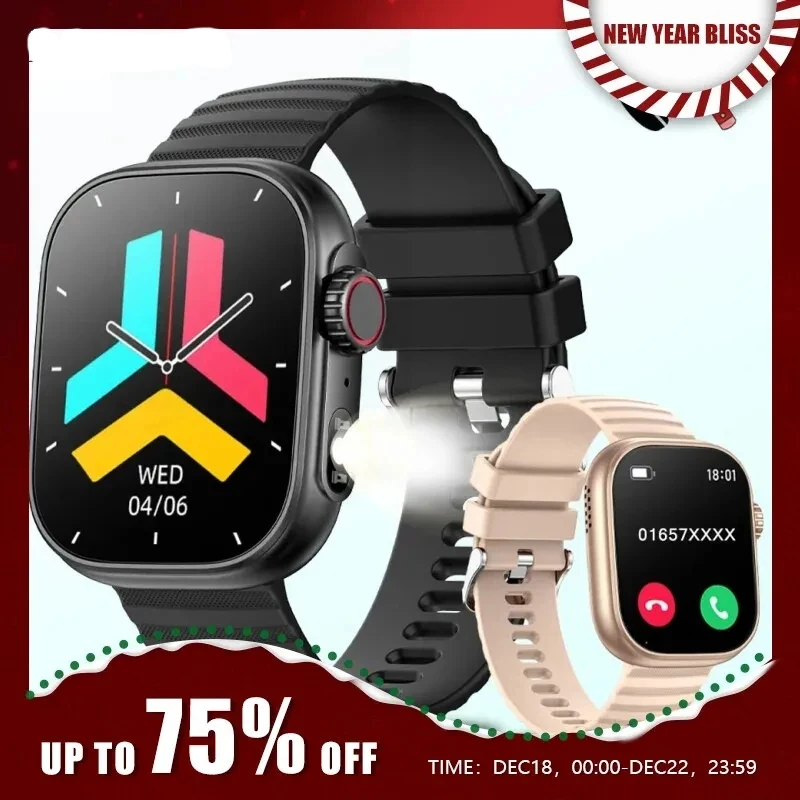 

LEMDIOE ZW39 Smart Watch Men Women LED Flashlight 100+ Sport Modes Fitness Tracker Body Temperature 2.01 Screen Smartwatch Men
