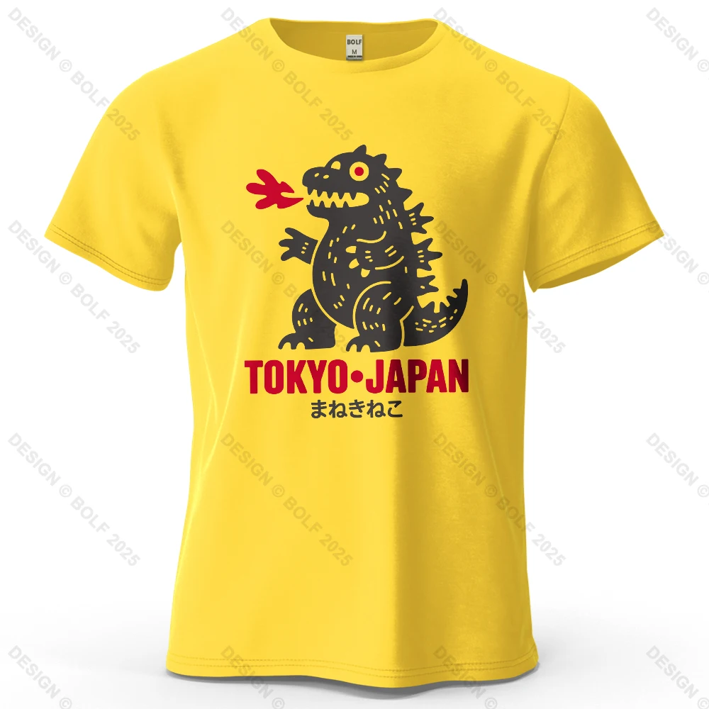 Tokyo Dinosaur Printed Oversized Cotton T-Shirt - Harajuku Graphic Streetwear Tee