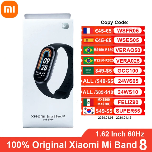 Braccialetto intelligente Xiaomi Mi Band 8 originale 1.62 schermo AMOLED  60Hz Fitness Traker cardiofrequenzimetro ossigeno nel sangue MiBand 8 -  AliExpress