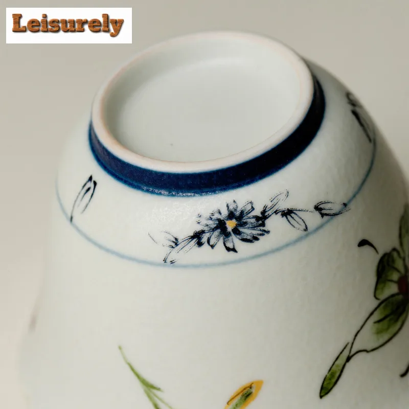 2pc/lot Butterfly Orchid Teacup Ancient Tea Bowl Jug Tea-tasting Smelling Cup Chazhan Master Cups Chinese Tea Tableware 65ml