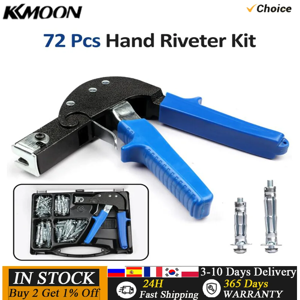 72PCS Wall Anchor Setting Tool Heavy Duty Hollow Wall Anchor Tool with 4 Sizes Bolts Hollow Drive Screw Kit