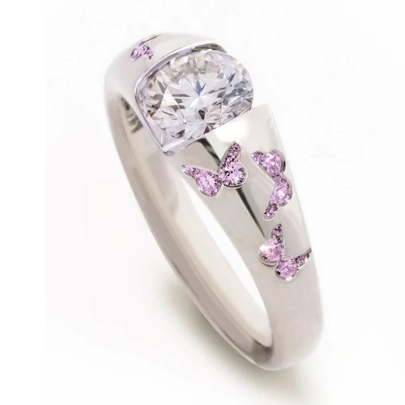 Fashion rings Creative Women Fashion Butterfly Ring Inlaid White Stone Engagement Rings