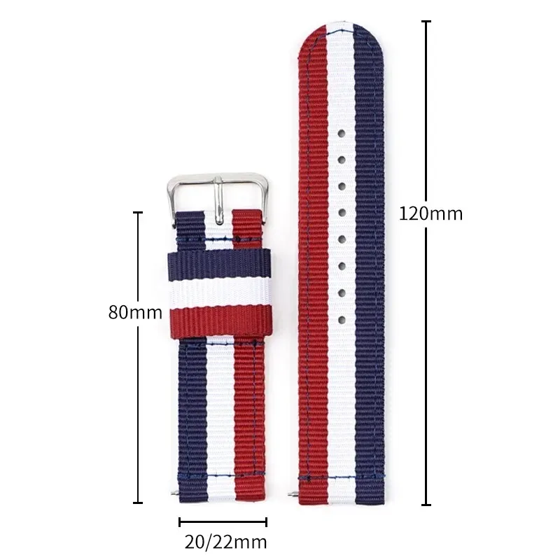 22mm Comfortable Canvas Nylon Watch Strap
