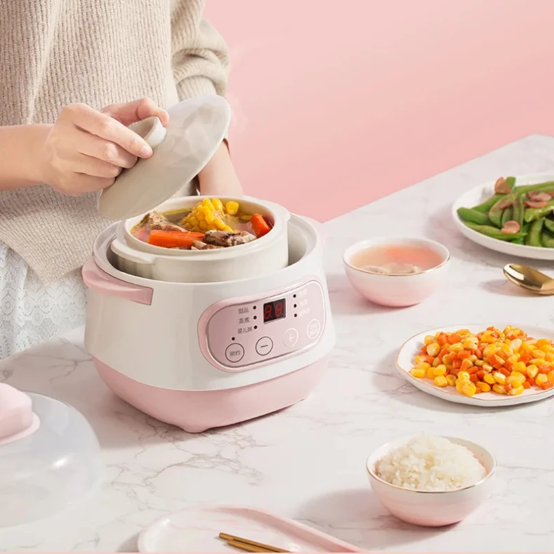 BS206 Automatic Electric Porridge Pot for Newborns, Ceramic Stewing Pot, Baby Food Cooking, Safe and Healthy Baby Products,