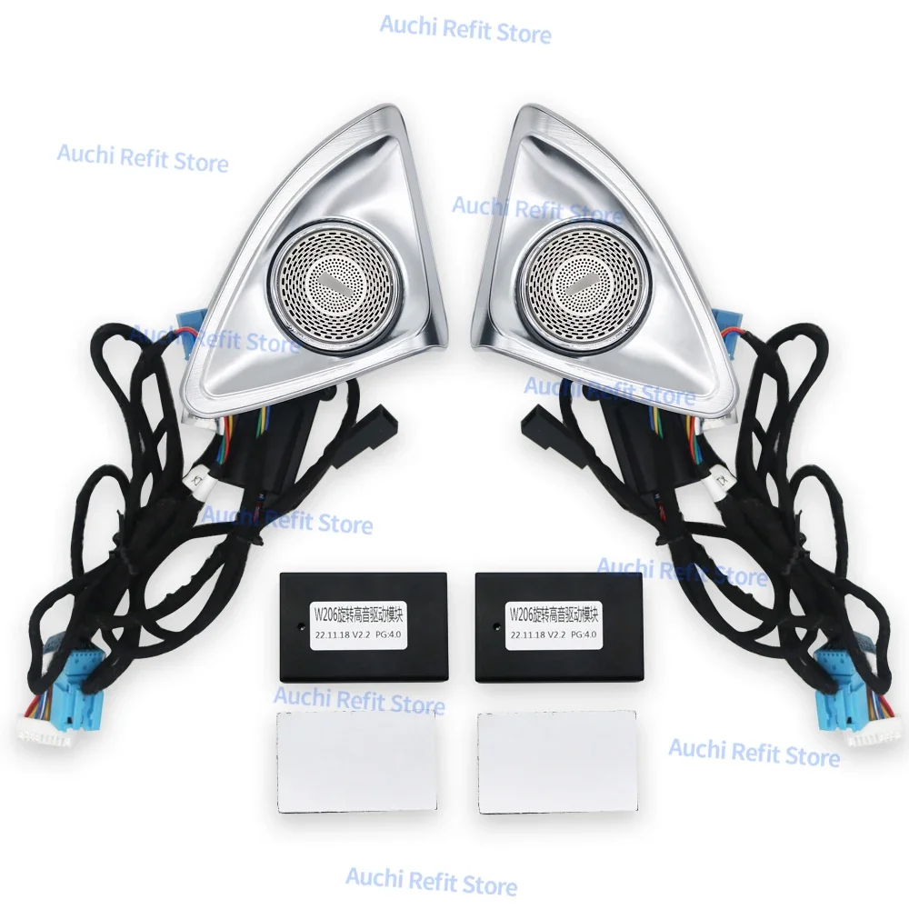 메르세데스 벤츠 2022 C 클래스 W206 C300 차량용 트위터 스피커, RGB LED 앰비언트 라이트, 3D 고음 경적 개조, 64 색 4D 회전
