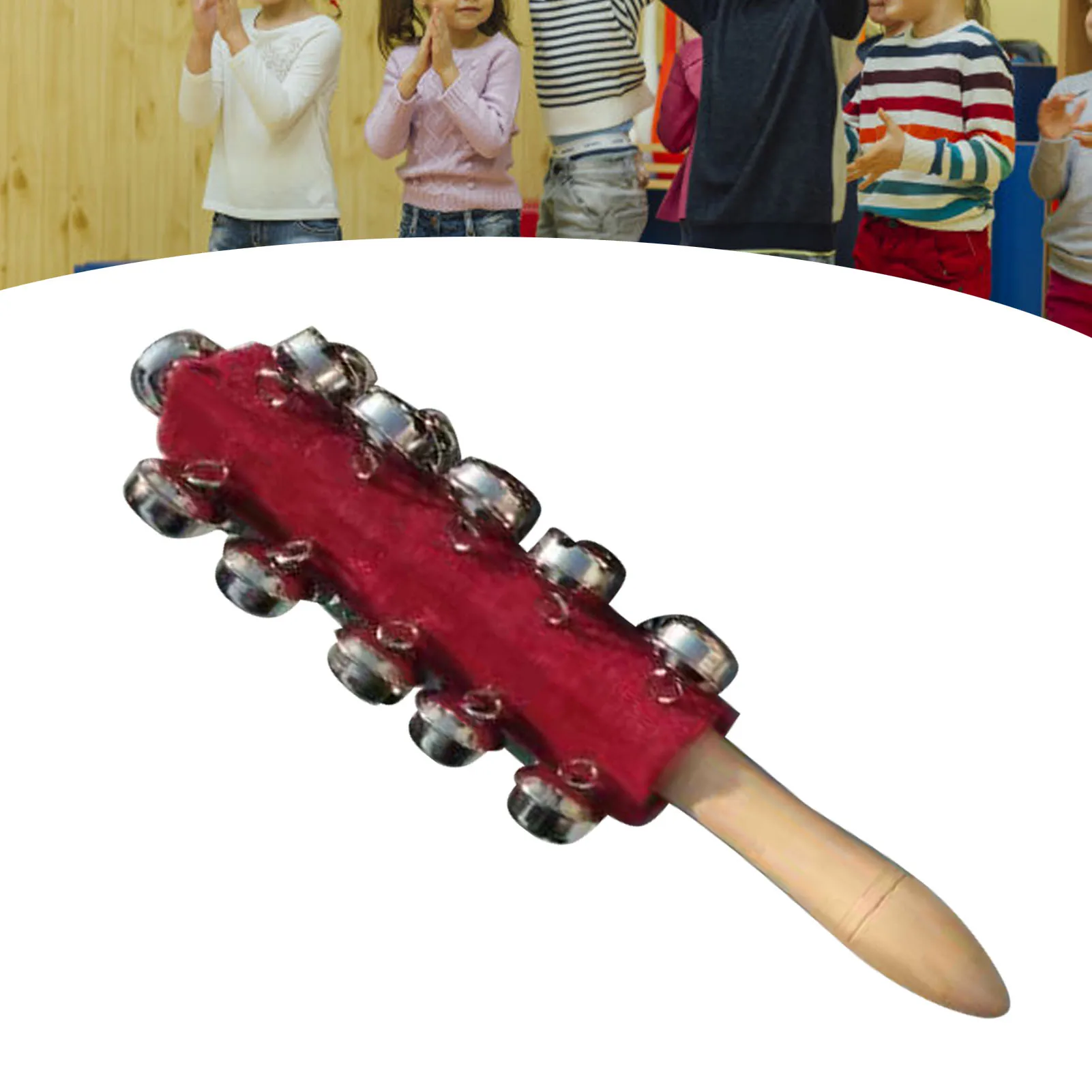 Jingle Rattle Bell Wooden Handle Bell Stick Shaker Hand Jingle Toy For Kids Children 21pcs