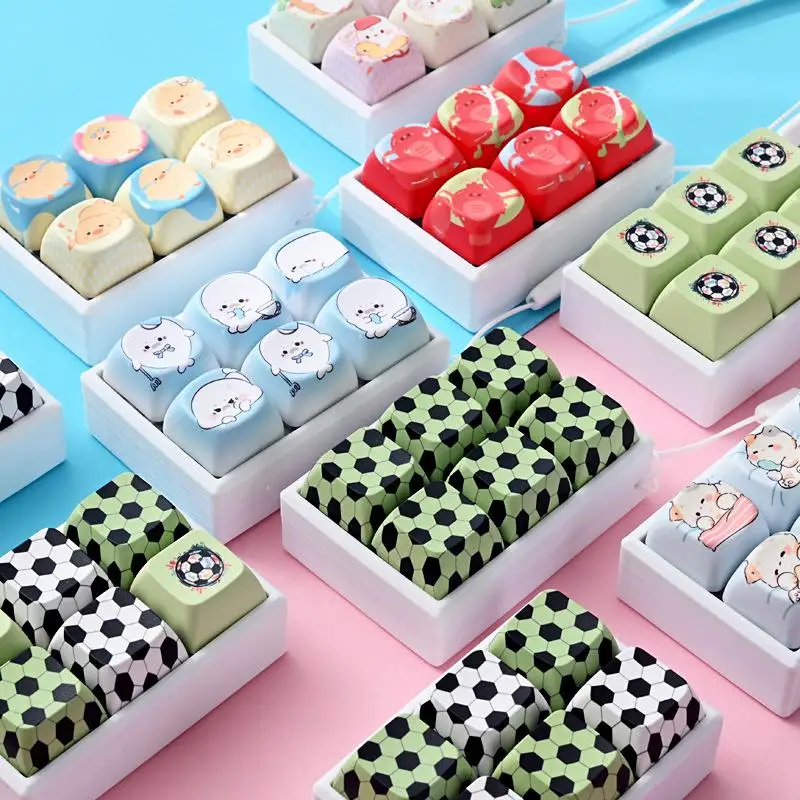 6-Tasten-Fußball-Tastatur, sensorische Klicktasten, Angstlindernder Fidget-Schlüsselanhänger, Entspannende Fidget-Geschenke