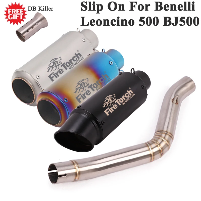 Slip On For Benelli Leoncino 500 Bj500 Motorcycle Gp Exhaust Escape Silencer Mid Link Pipe Eliminator Enhanced Muffler Db Killer