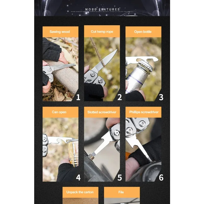 Folding Multi-Function Pocket Knife - Stainless Steel Survival Tool with Pliers & Screwdrivers for Outdoor (Pocket-Sized)