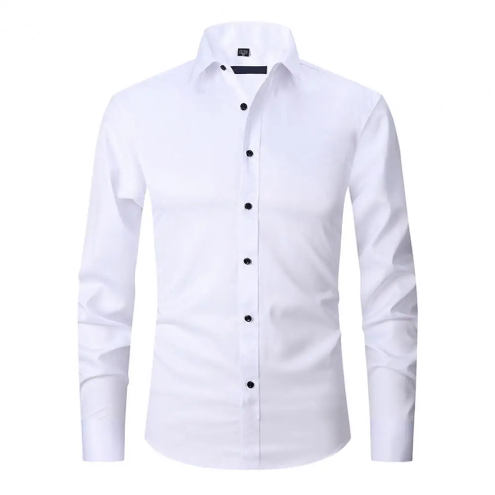 

Men Suit Shirt Stylish Men's Spring Cardigan with Turn-down Collar Slim Fit Design Soft Breathable Fabric for Casual or Business
