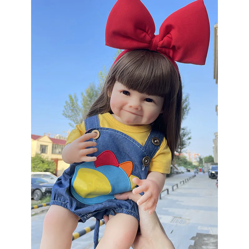 

55CM Bebe Reborn Dolls Full Body Silicone Baby Girl Dolls Smile Face Toddler Boneca Real Life Dolls Kids Waterproof Toy Gift