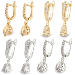Juya 18K Gold Plated Basic Ear Wire Fixture Hooks Bale Earrings Locks Accessories For DIY Crystal Pearls Jewelry Making