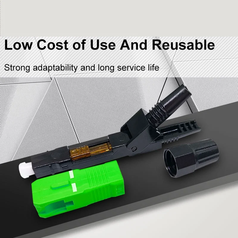 SC APC Fiber Optic Fast Connector Single Mode Fiber Optic Adapter FTTH Quick Connector Field Assembly 100PCS