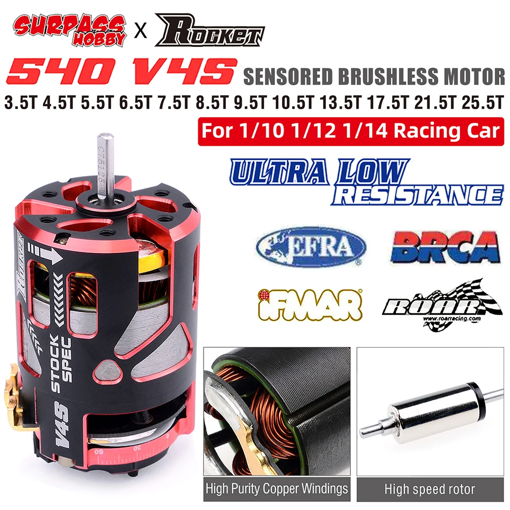 Surpasshobby Rocket 540 V4S Motore Brushless Con Sensore Per 1/10 1/12 1/14 Rc Drift Racing Car F1 Competizione Modificato Spec Truck