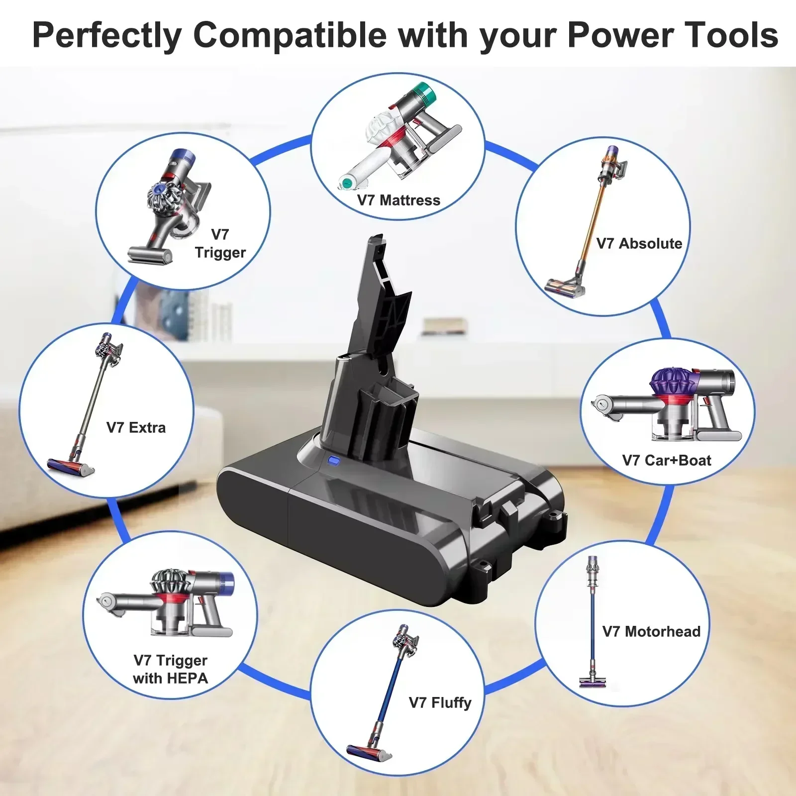 Vacuum Cleaner Battery Battery Replacement V7/SV11 21.6V for Dyson V7 Motorhead Pro V7 Trigger Animal Car + Boat Handheld Vacuum Cleaner