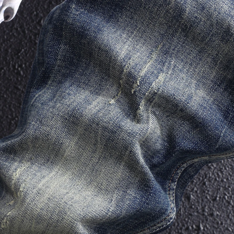 Fashion Designer Men Jeans High Quality Retro Blue Elastic Stretch Slim Fit Ripped Jeans Men Vintage Casual Denim Pants Hombre