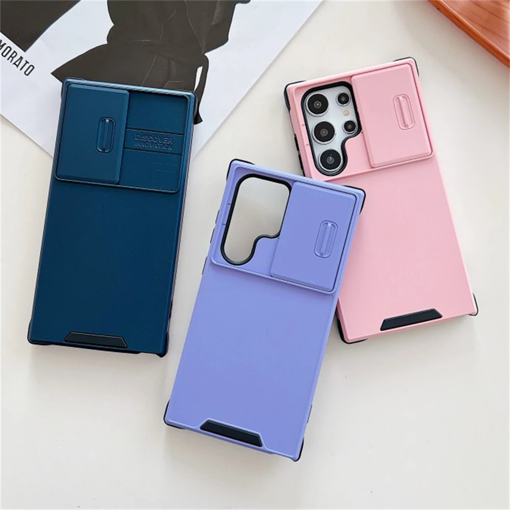 Matte Slide Window Shockproof Phone Case with Camera Protection & Solid Bumper Design