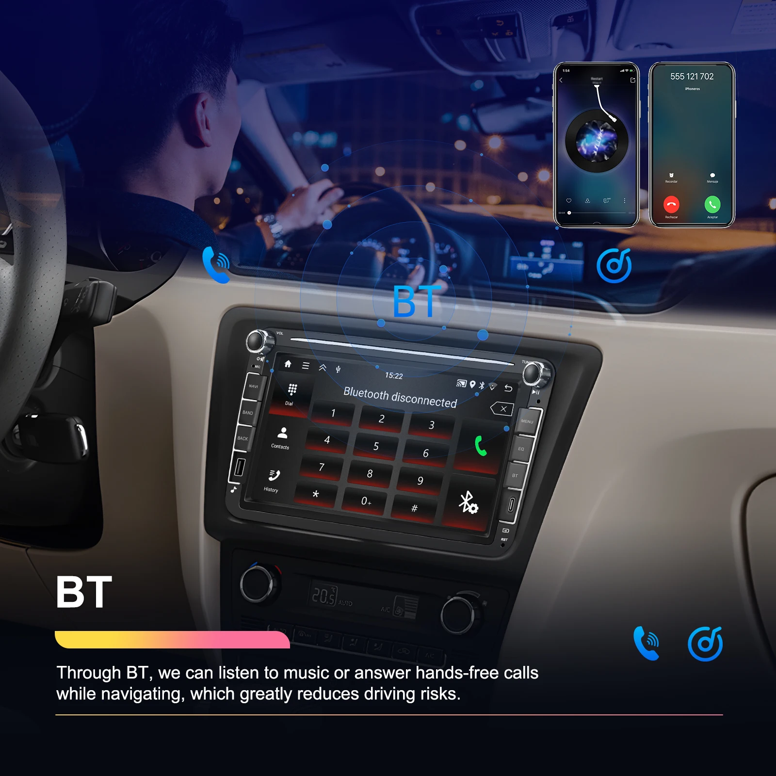 Podofo 2DIN Carplay Autoradio für Seat Altea ab Toledo VW Kabelloses Android Auto Car Audio Mirror Link WIFI GPS Navigation 4G – Detail 30