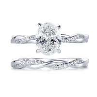 7x9mm Oval Moissanite Engagement Ring Set For Women
