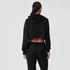 AL Black Yoga Set Muse Hoodie Muse Sweatpant Loose Comfortable Short Hooded Sweatshirt Women's Threaded Split Jogger Style Set 4