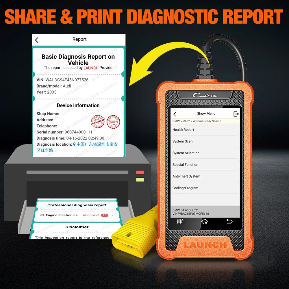 LAUNCH X431 Creader Elite Für GMW Volle System Auto OBD2 Scanner Auto Diagnose Werkzeuge Aktive Test ECU Codierung für Benz Für AUDI – Detail 11