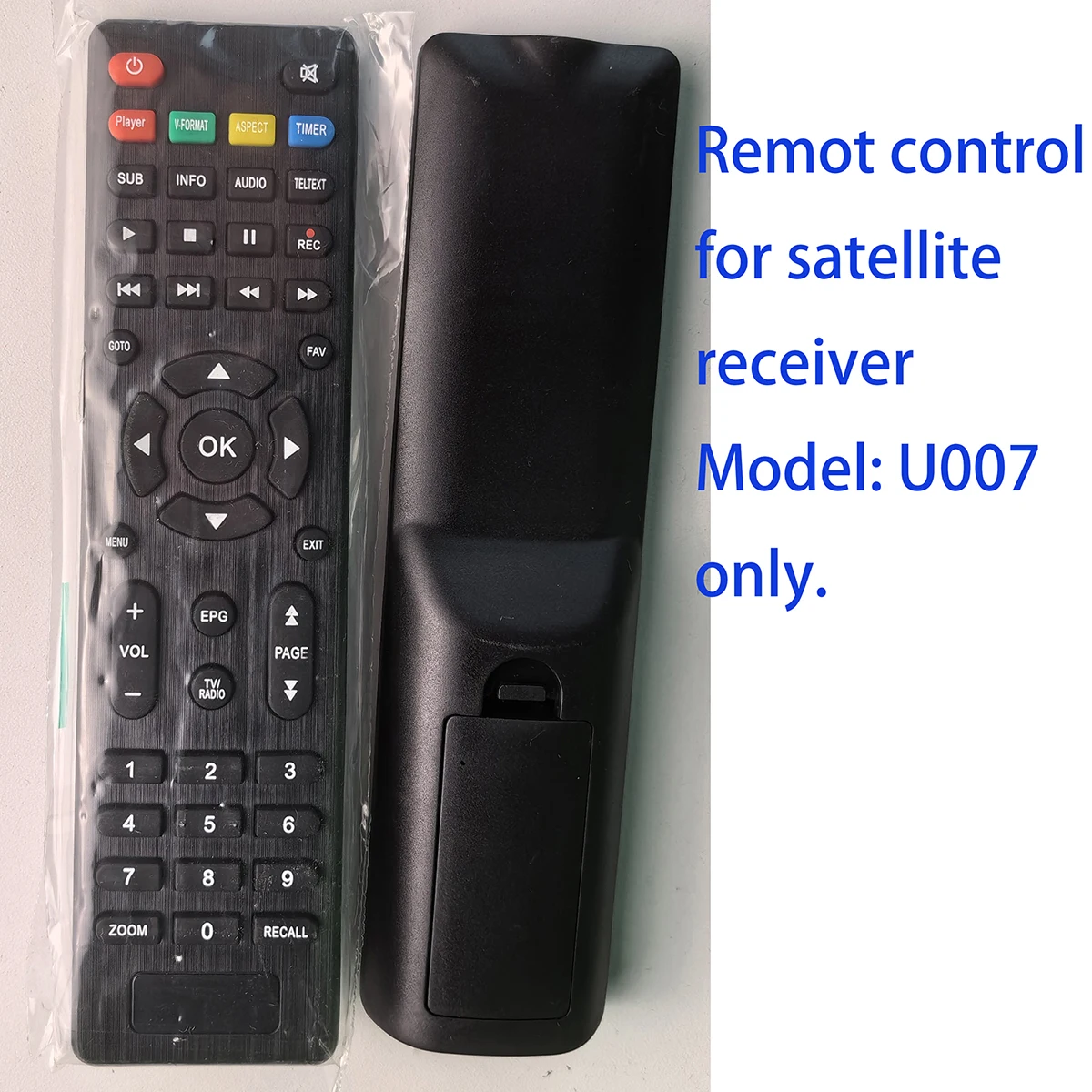 Remote control for satellite receiver, model U007