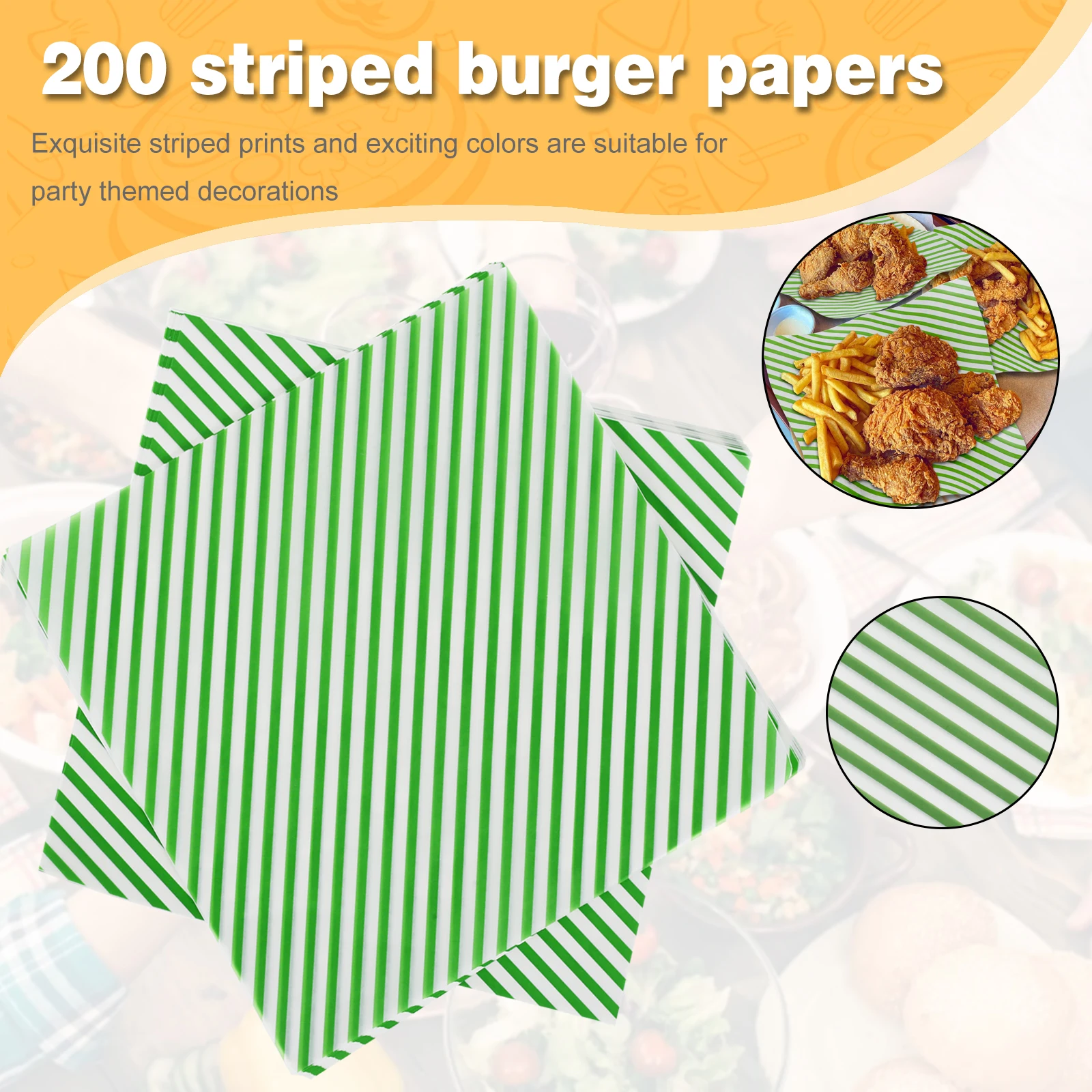 200 Sheets Food Wrapping Paper Striped Print Oil-Resistant Dry Waxed Deli Paper for San... - SKU SFWP2334 - UGI Packaging