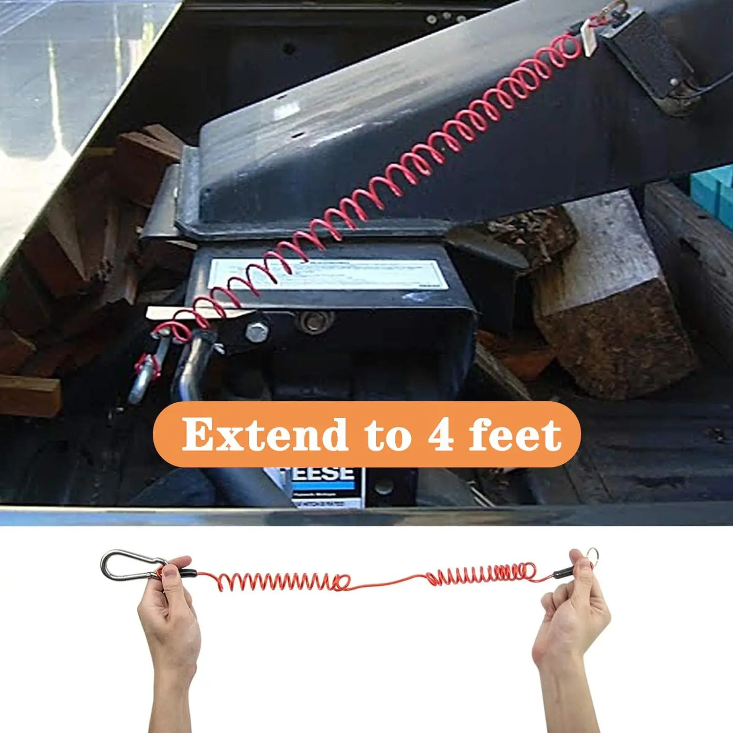 Trailer Cable, Trailer Brake Cable, Heavy Duty Steel Wire Extend to 4ft Coiled Safety Cables Strap for RV Towing