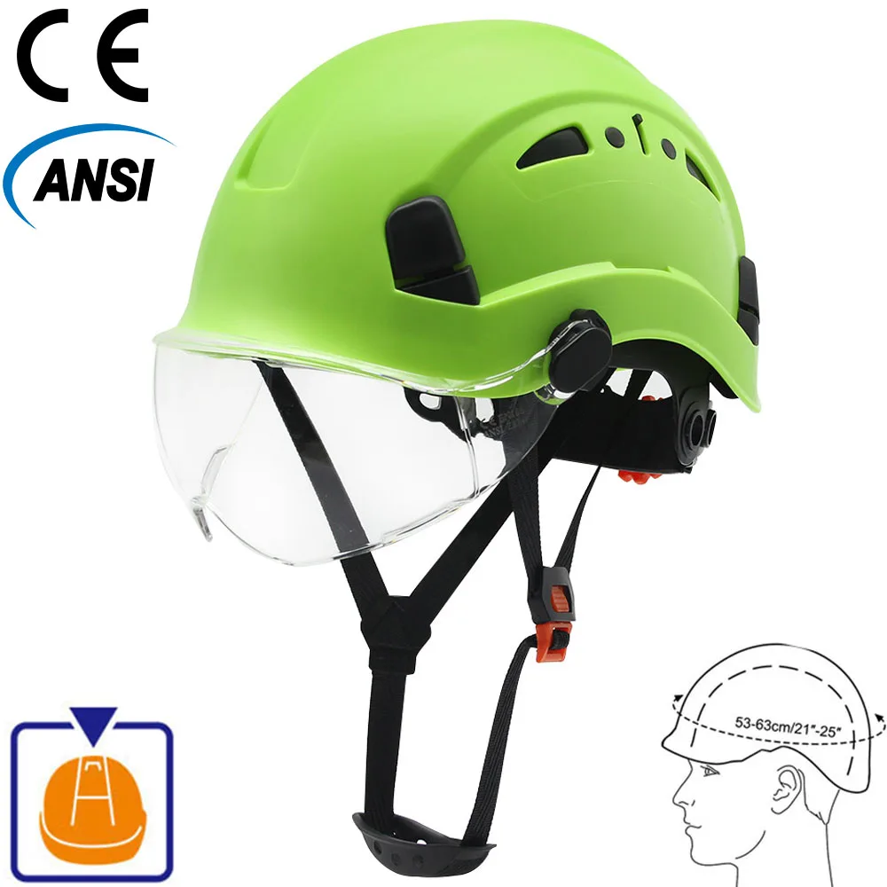 Safety Helmets Visor ABS Construction Hard Hat Goggles Protective Outdoor Riding Climing Safety Working Big Vents Hat Caps