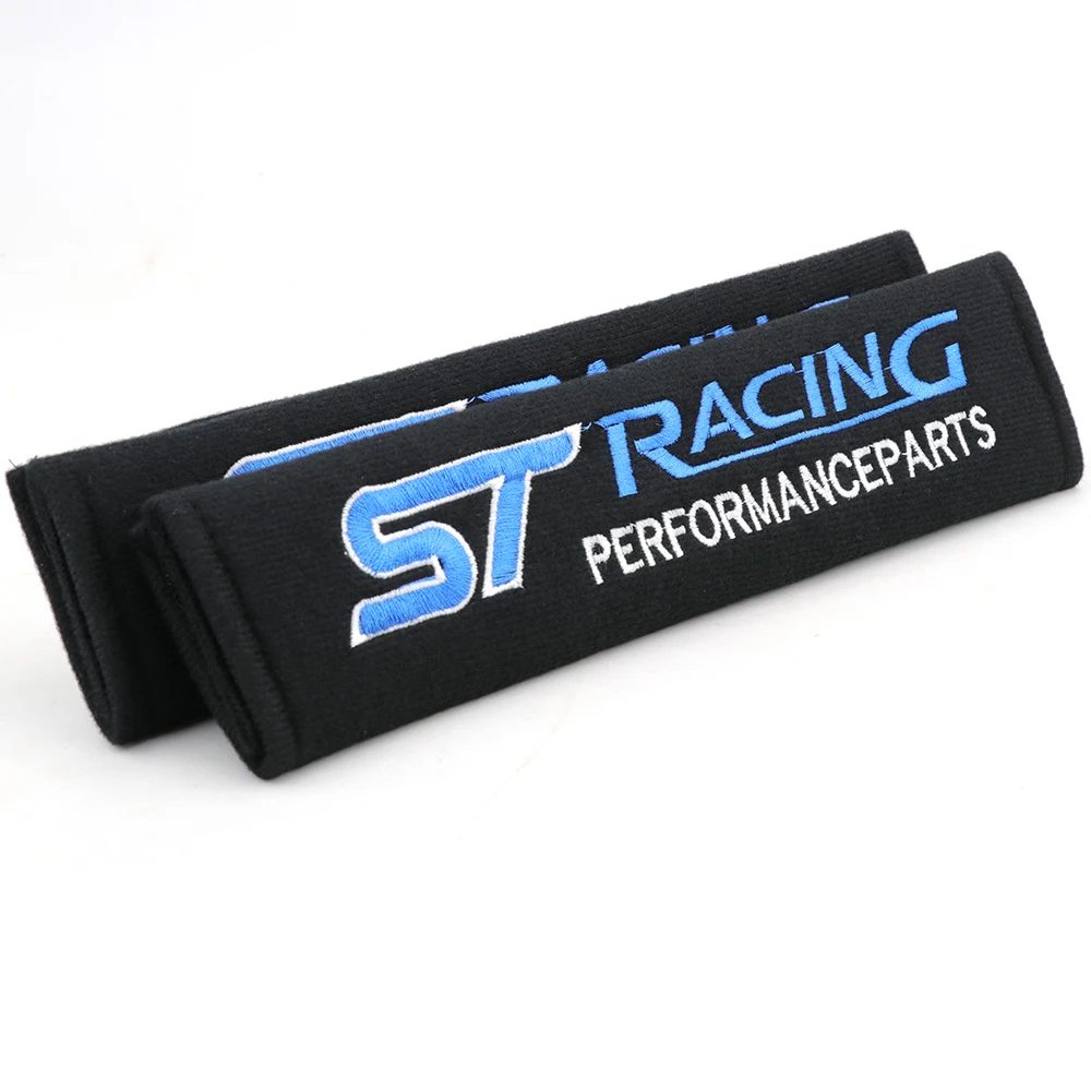 

2pcs ST Racing Cotton Seat Belt Cover Soft seatbelt Harness Pads Embroidery Shoulder Pad for Ford Focus Fiesta Mondeo Kuga