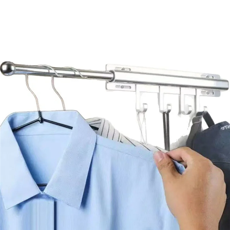 MOPHE-옷장 발렛 로드 12인치 4개의 후크가 있는 슬라이드 아웃 옷걸이 옷장용