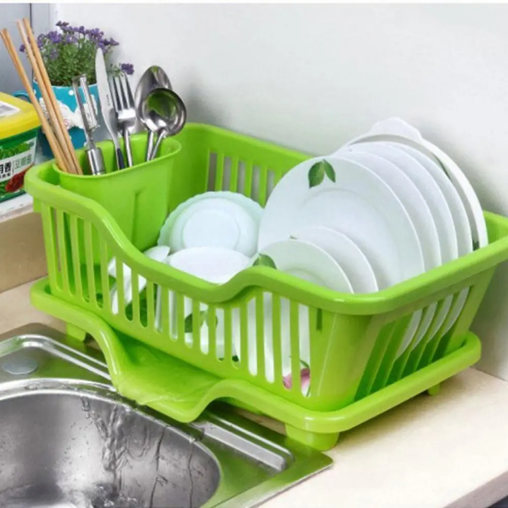 Dish Drying Rack Kitchen Utensils Drainer Rack with Drain Board Countertop Dinnerware Plates Bowls Chopsticks Spoons Organizer 2