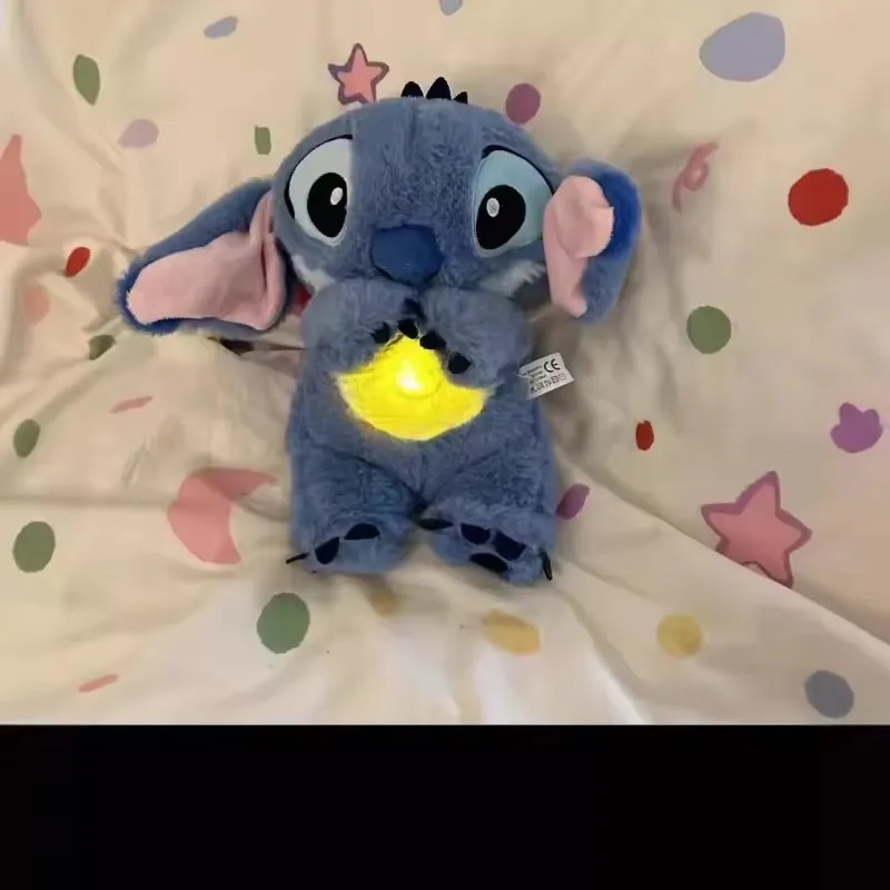 2025 New Lilo&Stitch Plush Doll Breath Child Peluche Kawaii Soothes Toy Anime Baby Music Light Sleep Toys Pink Stitch Kid Gifts 6