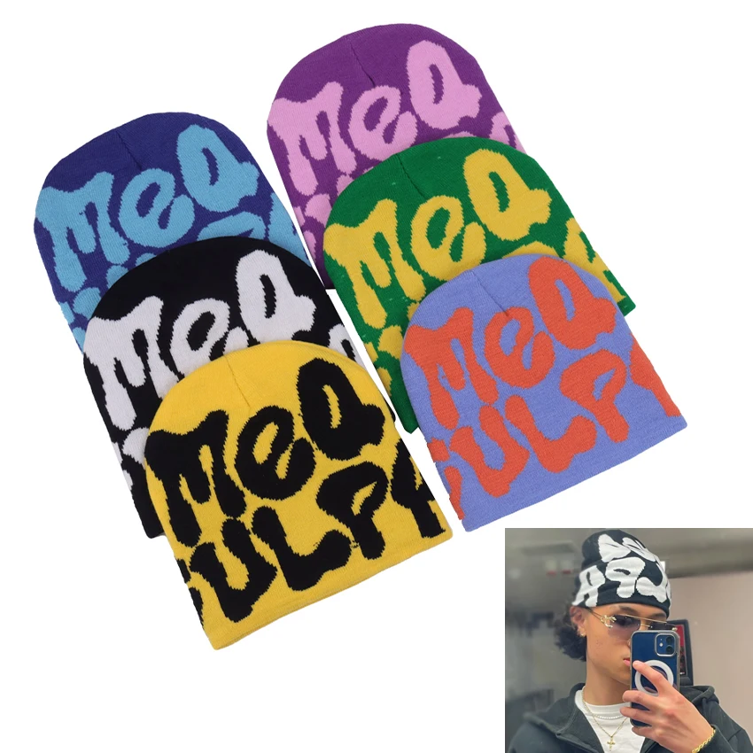  1PC New Knitting Beanies Hat Men Women Couple Hip Hop Rap Letter Fashion Versatile Warm Knitted Hat Cold Hat 