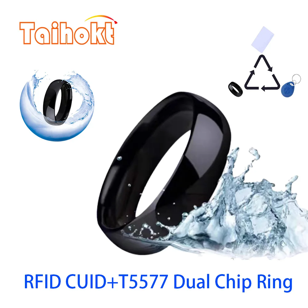 NFC Smart Dual Chip Ring RFID copiatrice Token 13.56Mhz CUID Card Duplicator Badge 125Khz T5577 Clone Key Programmer Tag modificabile