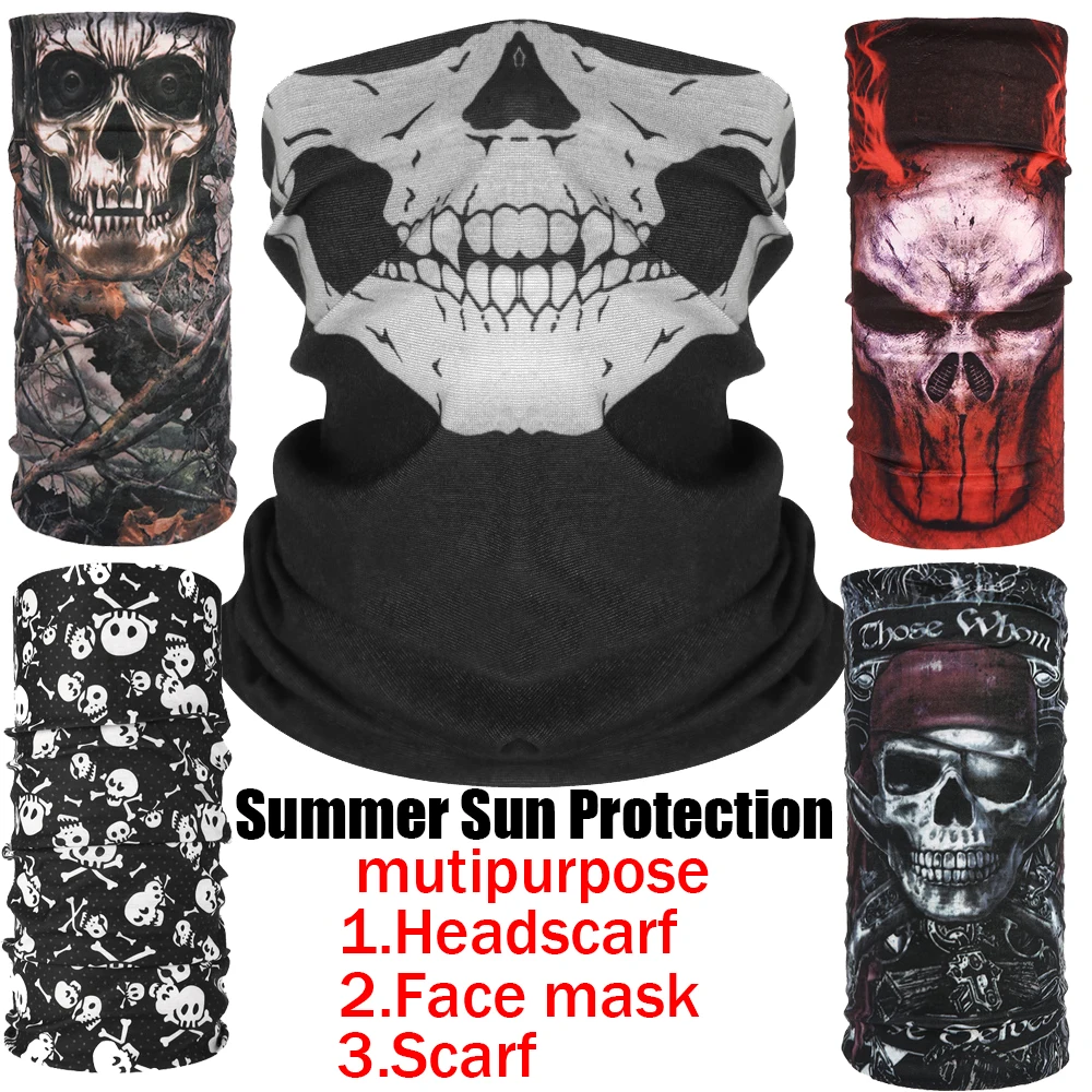 Seamless Multifunctional Magic Headscarf Cycling Mask for Warmth Protection Halloween Props Skull Head Versatile Face Scarf face mask neck wrap cycling mask multifunctional bandana