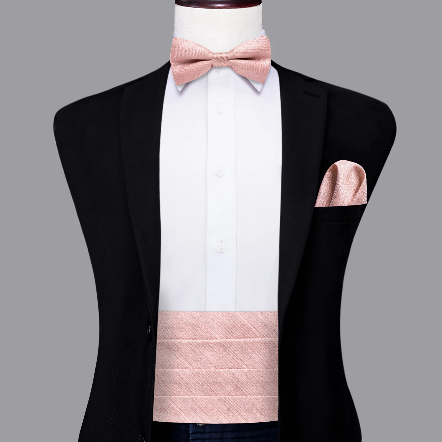 

Hi-Tie Luxury Designer Dusty Pink Solid Cummerbund Bow tie Set Formal Tuxedo Corset Elastic Belt for Men Wedding Cummerbunds