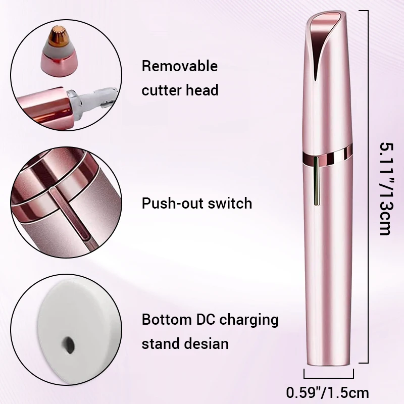 Electric Eyebrow Trimmer Security Eye Brow Epilator USB Charger Mini Shaper Shaver Hair Removal Painless Beauty_voghion.com