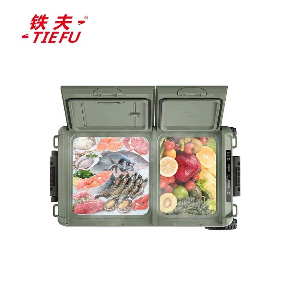 Solar Battery Powered Car Fridge Box Freezer Electric Cooler Portable Auto Refrigerator With Wheels