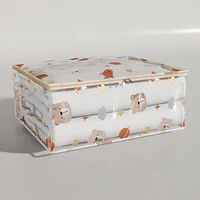Fully Transparent Cartoon Clothing and Quilt Storage Bags, Zipper Moving Bags Baggage Packaging Carrier Travel Bag 2