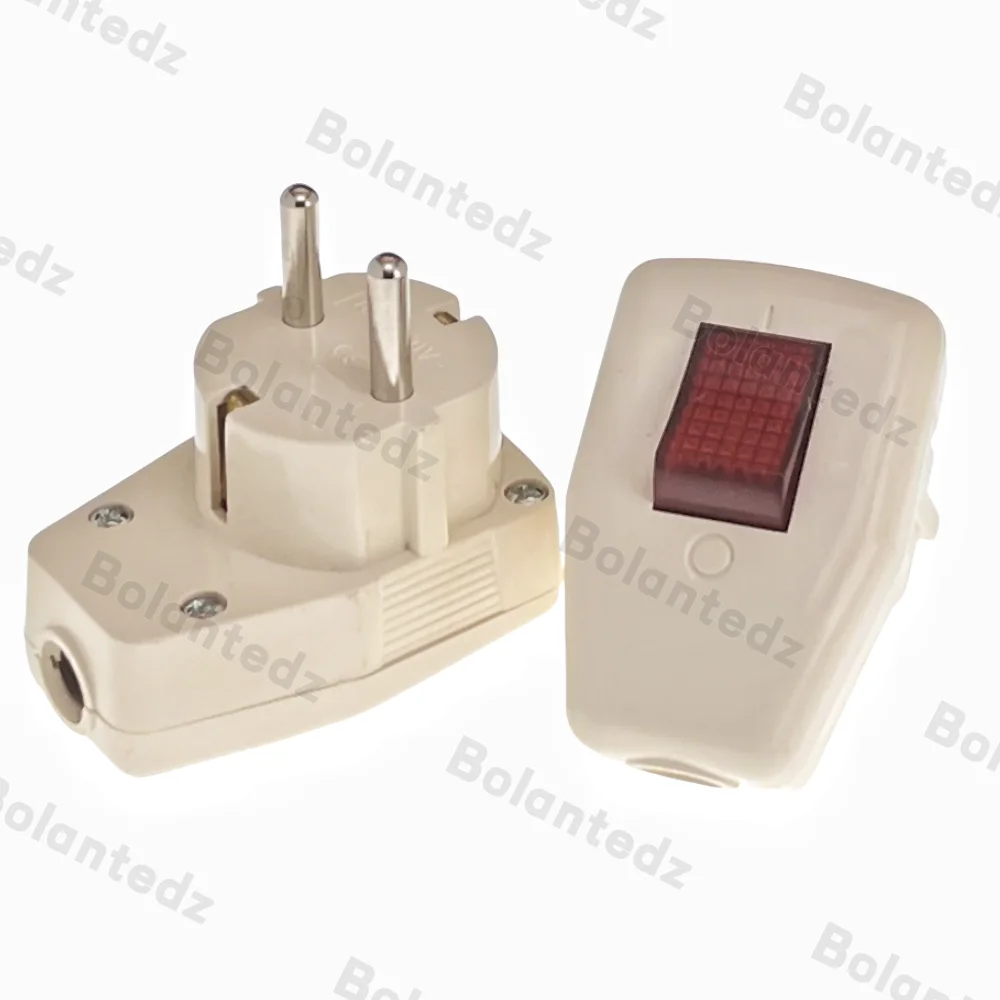 1PCS Schuko Germany Type F Rewireable Power Plug 250V 16 Amp W/ LED Indicator Switch power plug adapter power cord plug