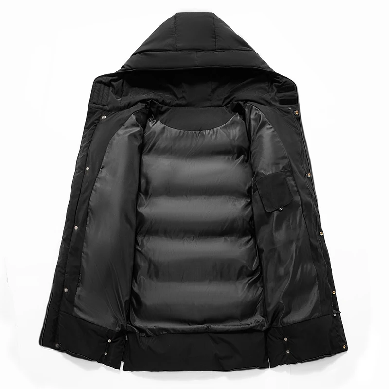 Long Jacket for Men Hooded Oversize M-8 XL Black Puffer Down Coat Windproof Outwear Business Hombre