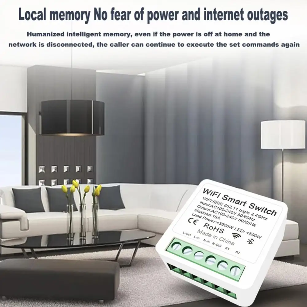 EWeLink 16A Mini Wifi Smart Switch Light 2 Way Module On Off Breaker Wireless Remote Voice Timing Smartthings Yandex Alice Ifttt 4