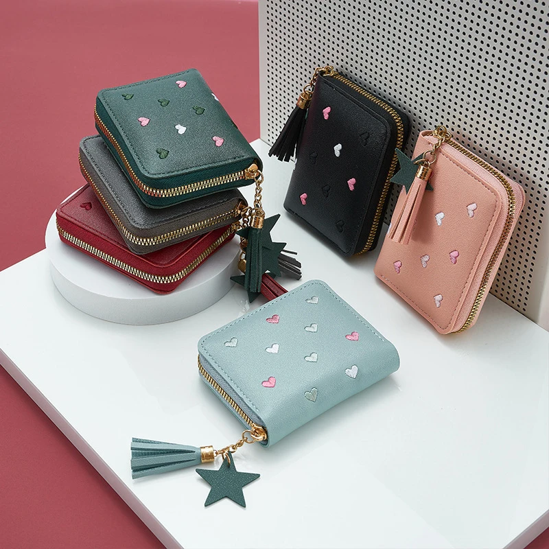 Women Wallet Ladies Mini Small Short Tassel Wallet Cute Girl Zipper PU Leather Coin Purse Female Hand Wallet Purse
