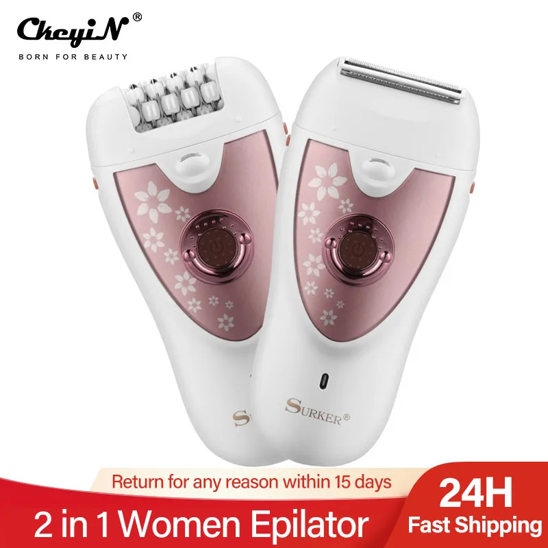 2 in 1 Women Epilator Lady Shaver Electric Painless Hair Pulling