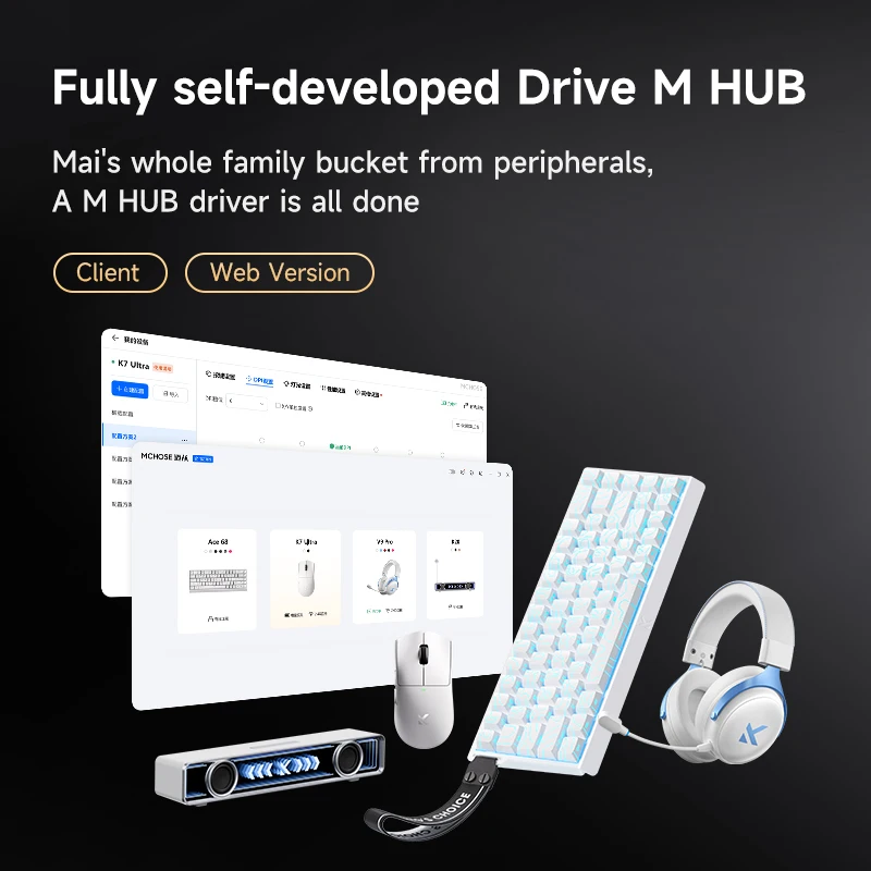 MCHOSE K7 Ultra Tri-Mode Lightweight Gaming E-sports Mouse PAW3950 Dual Drive Mice