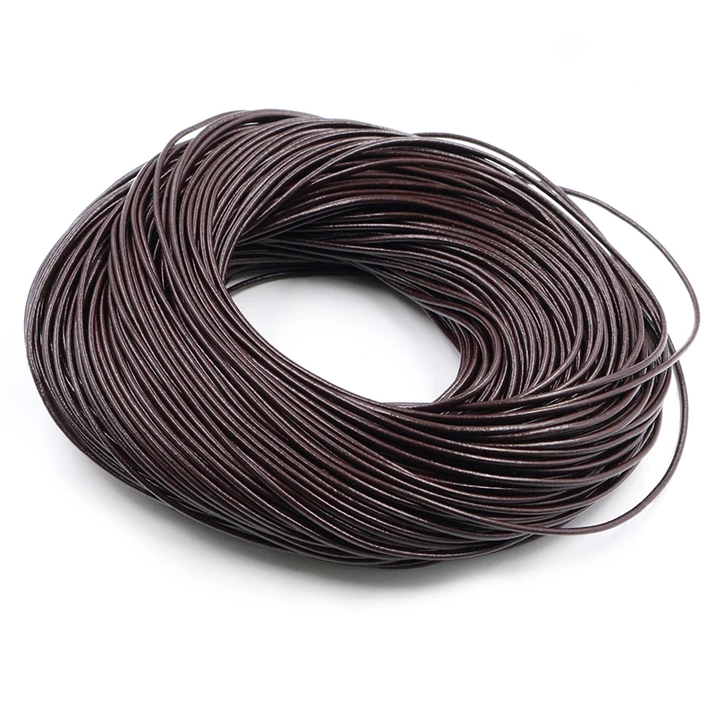 Genuine Cow Leather Round Thong Cord DIY Bracelet Findings Rope String For Jewelry Making 4 Color 1.0/1.5/2/2.5/3/4/5mm